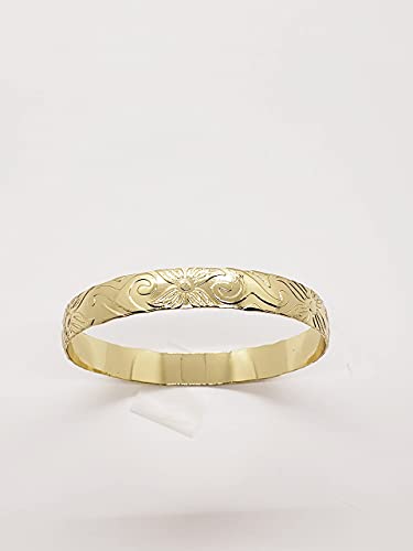 Gold Plated Hawaiian Plumeria Bangle Bracelet3
