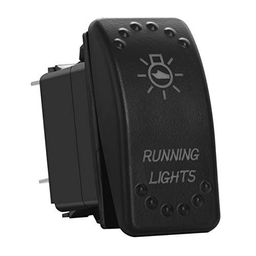 Image of Green Backlit Rocker Switch 5 Pin ON-Off Laser Etched Button Switch with Wires for Car Marine Boat UTV 20A /12V 10A /24V (Running Lights)