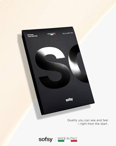 Image of sofsy 100% OEKO-TEX Certified - Italian Women's Opaque Thigh High Stockings | Ultra Soft Dual Silicone Lace Top Stay Ups