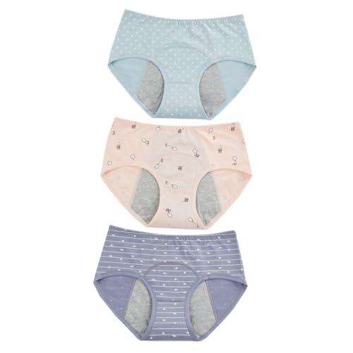 Gogogmee 3 Piezas Bragas Menstruales Mujer y Spandex Cintura Media Protección Fugas Ropa Interior para Periodo Menstrual Colores Surtidos