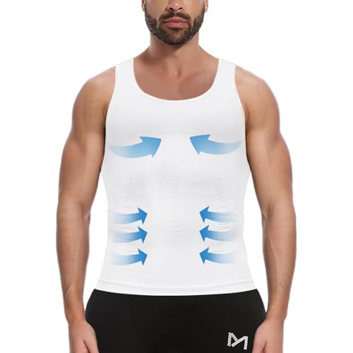 Image of MEETYOO Mens Compression Shirt Slimming Undershirt for Men Shapewear Gynecomastia Compression Shirt Men Body Shaper