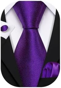 Barry.Wang Men Ties Plain,Solid Colors Handkerchief and Cufflink Necktie Set Formal Wedding Business