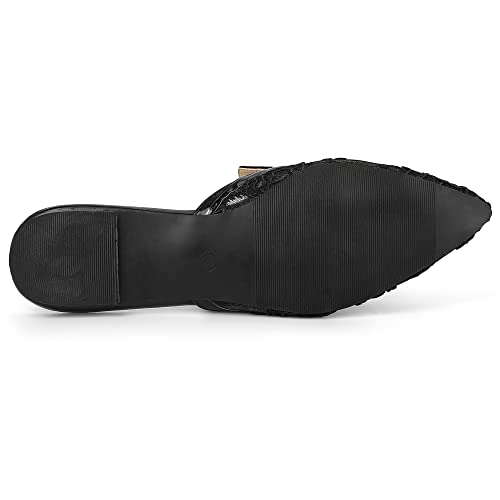 Allegra K Women's Pointed Toe Floral Embroidery Black Flats Mules - 6.5 M Us #TOP5