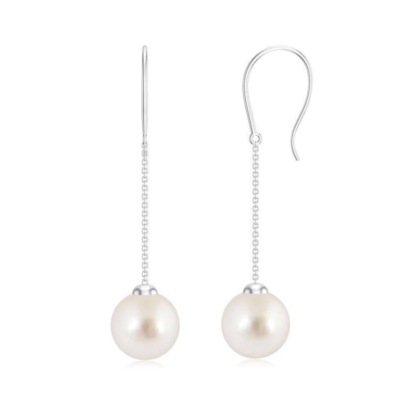 Image of Goldhartz 925 Sterling Silver Akoya Pearl and Moissanite Diamond Drop Earrings, 10MM Pearls, 14K Gold Micron Plated, Best Gift for Weddings, Anniversaries & Birthdays