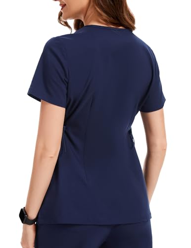 Image of PACBREEZE Women's Maternity Scrub Top /Shirt V-Neck Workwear Medical Pregnancy Scrub Clothes with 4 Pockets, S-XXL (Navy, XX-Large)