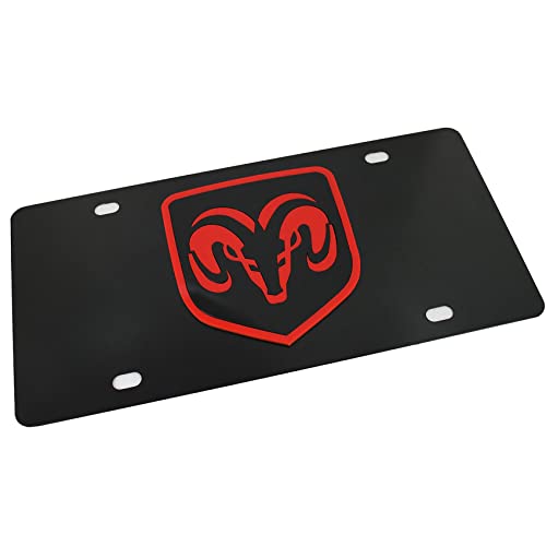 Eurosport Daytona Logo On Carbon Stainless Steel License Plate for Dodge RAM (Black)