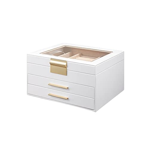 KWMAEEUID Cajas de joyería Caja de Almacenamiento de Joyas Tipo cajón Caja de cosméticos Anillo Pendiente Collar Pulsera Reloj Joyas pequeñas Tres Capas