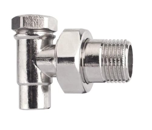 Cornat T591006 Heizkörper Verschraubung Eck absperrbar, Silber, 15mm x 1/2'