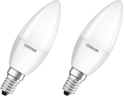Osram LED BASE Classic B40, matte Filament LED-Lampen aus Glas für E14 Sockel, Kerzenform, Warmweiß (2700K), 470 Lumen… – Ansicht 1