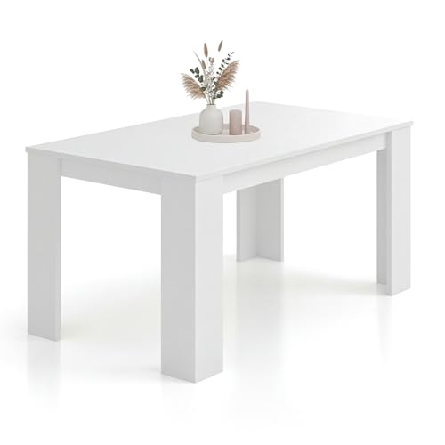 Duehome Mesa De Comedor, Mesa Fija, Modelo Naya, Acabado En Blanco Artik, Medidas: 140 Cm Largo X 80 Cm Ancho X 75 Cm Alto Duehome Mesa De Comedor, Mesa Fija, Modelo Naya, Acabado En Blanco Artik, Medidas: 140 Cm Largo X 80 Cm Ancho X 75 Cm Alto