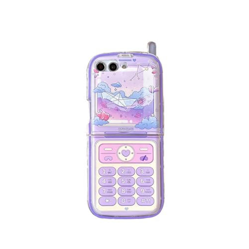 Girly Case for Galaxy Z Flip 5 Cute Purple Boat Print, Lovely Case for Samsung Galaxy Z Flip 5 with Hidden Stand, Woman Protective Case for Galaxy Z Flip 5 Stylish Trendy Design (Purple Boat)
