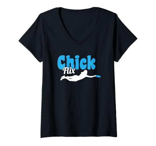 Femme Ultimate Frisbee Chick Flix Catch T-Shirt avec Col en V
