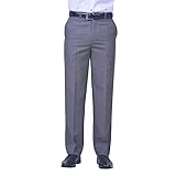 James Holton Mens Smart Classic Polyester Trousers | Flat-Front Easy Care Formal Business Office Pants 46 Waist and 29 Inside Leg Grey