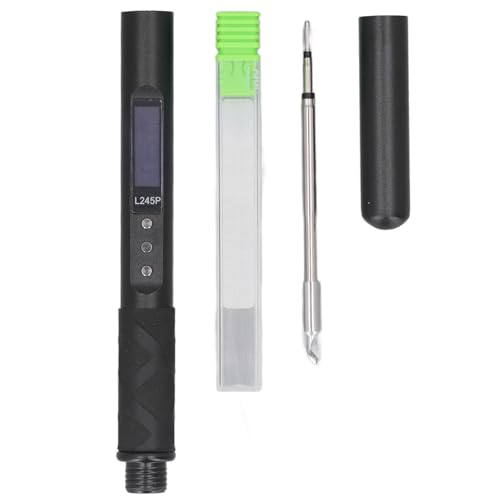 BORDSTRACT Kit De Soldador Eléctrico, Pluma De Soldadura Portátil PD65W Tipo C con Carcasa De Aleación De Aluminio CNC DC90 150W Herramientas De Pluma De Soldadura(Negro)