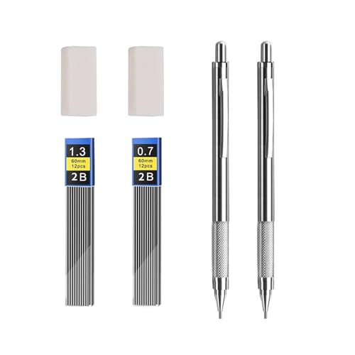 SEIWEI Mechanical Pencils with Pencil Leads Eraser, Sketching Pencils, Drafting Pencil, Mechanical Pencil Metal with Retractable Nib Design (Model D)