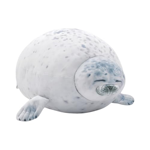 MiluFox アザラシぬいぐるみ 大サイズクッション 可愛い海洋動物癒し系 柔らかい手触り ベッドサイド添い寝用背もたれ グレー 子供の日/クリスマスプレゼント 祝い用おもちゃ 睡眠補助抱き枕 (80cm,白です)