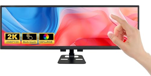 wisecoco Monitor touchscreen da 14,5 pollici 2K 2560x720 Bar Display IPS Kit fai da te Schermo secondario Ingresso HDMI Type-C Altoparlanti incorporati Case PC CPU GPU RAM Monitoraggio della velocità
