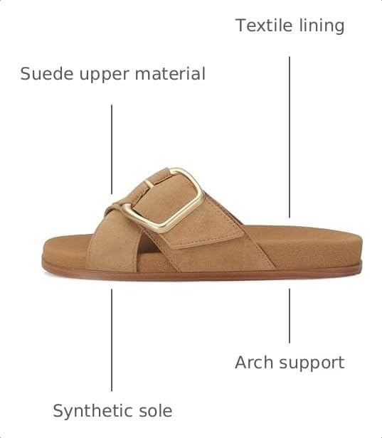 Image of Flat Sandals for Women Cross Buckle Straps Slides Slip-On Comfortable Summer Vacation Beach Sandals