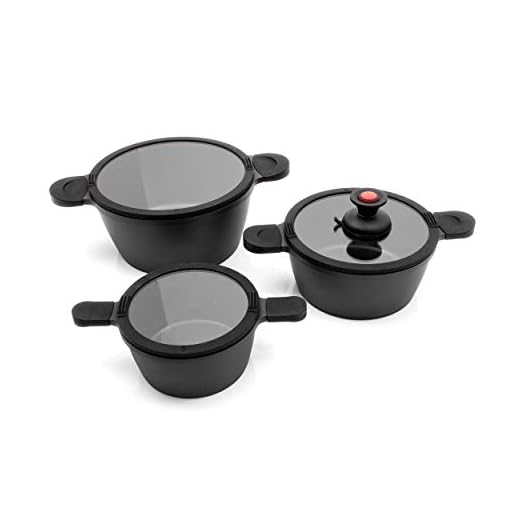 Karcher Toni - Juego de ollas de inducción con Tapa de Cristal y práctico Mango con Ventosa (7 Piezas)