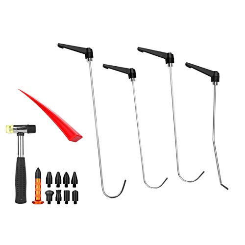 JMgist PDR Paintless Dent Repair Rotating Handle Rod 4pcs Tools Kit Red Wedg