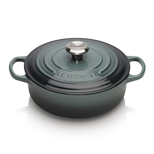 Le Creuset Cocotte baja Evolution de hierro fundido con tapa, Redonda, Ø 24 cm, Para todas las fuentes de calor (incl. inducción), Azul Ocean