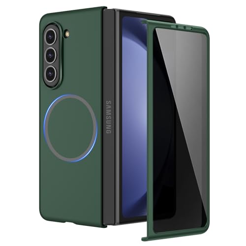 Ruky for Z Fold 5 Slim Case, with Built-in Privacy Screen Protector, Green