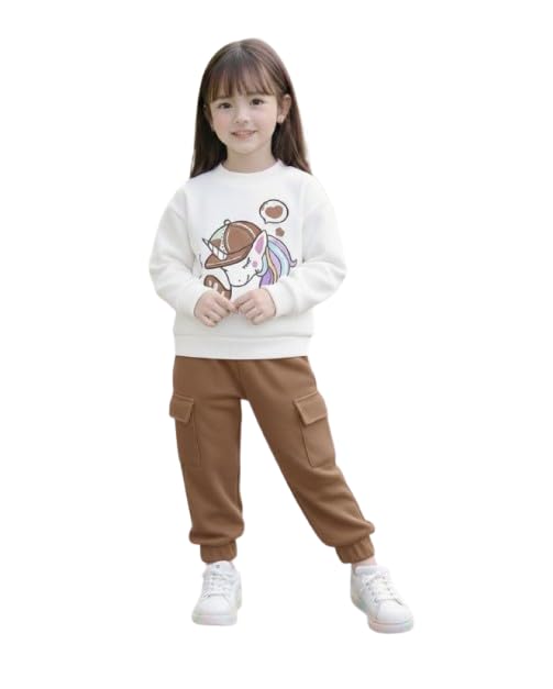 Swift Style Girls' Premium Cotton Unicorn Sweatshirt and Cargo Jogger Set, 2-Piece Casual Tracksuit, Full Sleeve, Designed For All-Day Comfort.-image-14