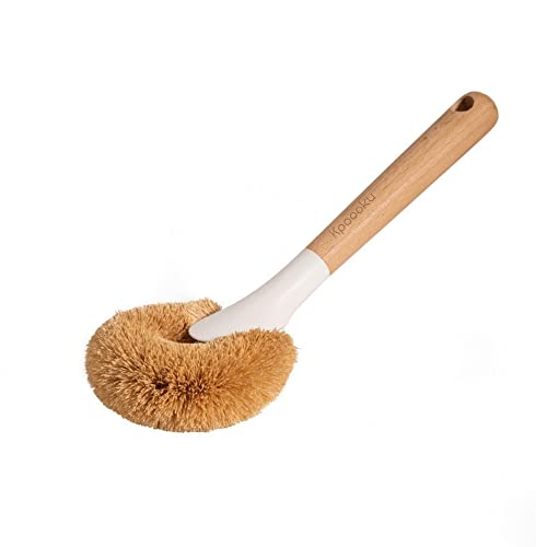 Kpoooku Pot Brush for Cleaning-2Pack Natural Coconut Fiber Washing Brushes with Wooden Handle - Thumbnail 7