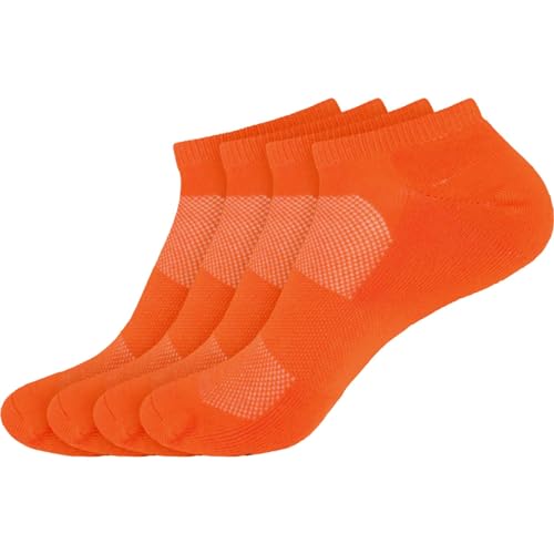 Women's Rayon from Bamboo Wicking Athletic Ankle Socks - Orange - 4 Pairs - Size 4-9