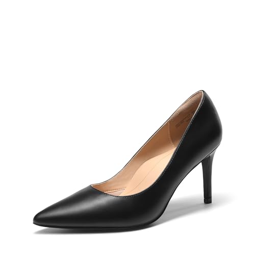 DREAM PAIRS Women's High Heels Pump Closed Pointed Toe Slip On Stiletto Dress Shoes Fashion Wedding Bridal Work Office Comfortable Pumps Shoes 6 Black
