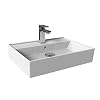Aqua Bagno Basic | Design Waschbecken im modernen Stil, Waschtisch aus Keramik, Aufsatzwaschbecken weiß | 60x45x13 cm
