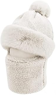 Shinerme Women's Cycling Windproof Scarf Hat Winter Neck Scarf Warm Fleece Mask Thermal Beanie with Pom Pom for Skiing Cycling