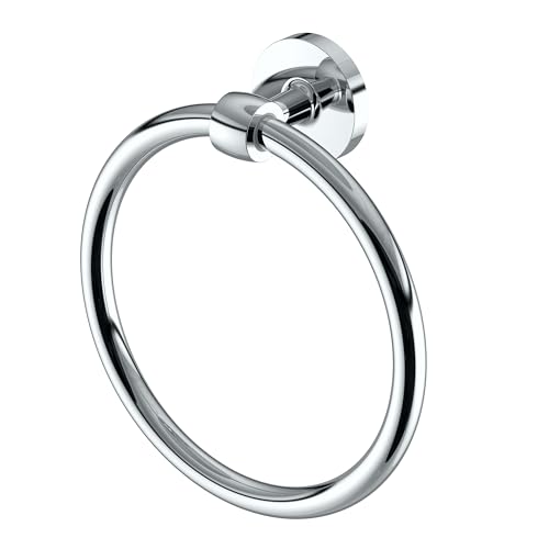 Image of Gatco 5212 Gibson Towel Ring, Chrome, Wall-Mounted Bathroom Hand Towel Holder, Durable Decorative Metal Hardware with EZ Ancor Mounting