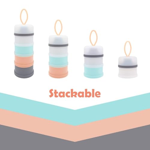 Image of Plastic Baby Formula Container Dispenser On The Go, 5 Compartments Stackable Formula Container For Travel, Baby Milk Powder Kids Snack, Bpa Free Non-Spill Milk Powder Box (ORANGE)