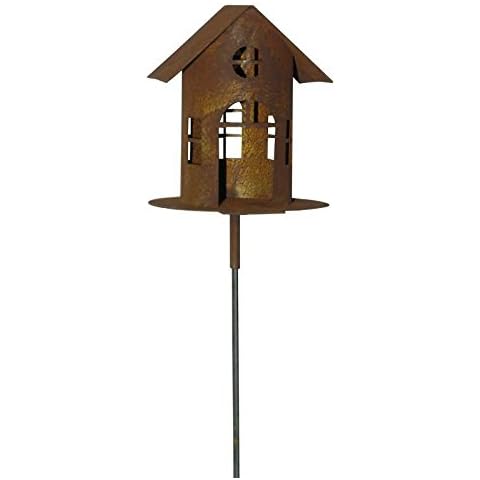 Klocke Edelrost Dekor Bird House Made of Iron Garden Stake Cover