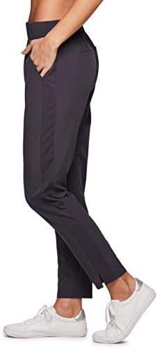RBX Women's Ankle Pant, Quick Drying Lightweight Stretch Woven Flat-Front Straight Leg Pants