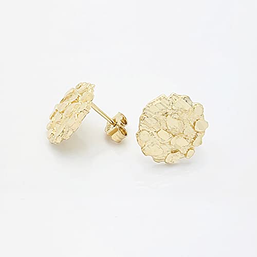 Mens 10k Yellow Gold Nugget Earrings Round Nugget3