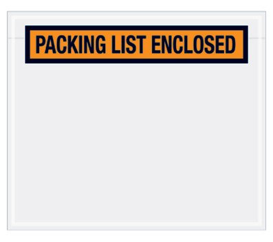 6 1/2in x 5in inPacking List Enclosedin Envelopes