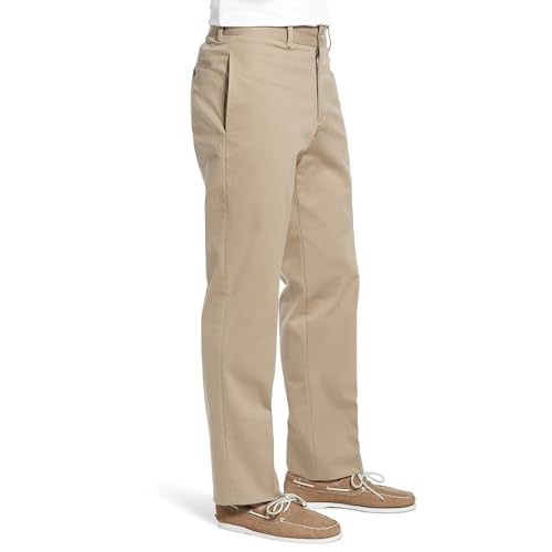Mens Classic Fit Flat Front Casual Pants Expandable Waist Khaki Chinos Pants Men3
