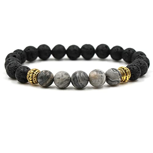 Bracelet en pierre de lave de 8 mm un cadeau idéal mixte pour les amateurs de lithothérapie