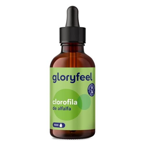 Clorofila Liquida Natural 50ml - Extraída de la alfalfa - 1.500 Gotas, 200mg por dosis diaria - 100% vegano y sin aditivos - Probado en laboratorio