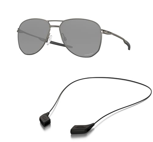 Oakley OO4147 Sunglasses Bundle: OO 4147 414702 Contrail Matte Gunmetal Prizm and Large Black leash Accessory kit2