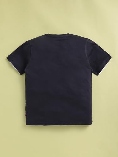 Image of Bumchums Cartoon Casual Regular Fit Half Sleeve Round Neck T-Shirt for Kids, Boys, Typographic Printed