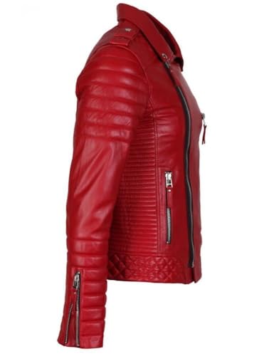 Image of Men's Red Leather Jacket (ZL JK 49 Red,Size :- S to 2XL)