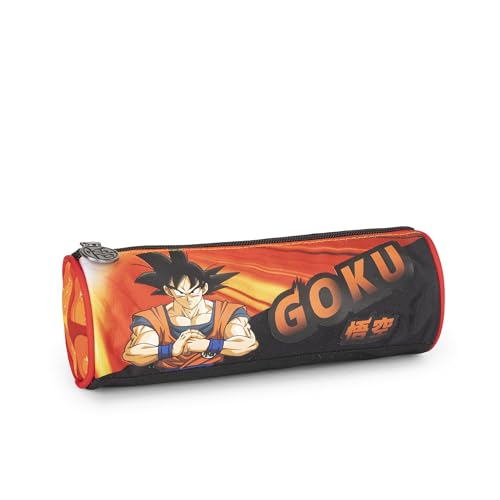 DRAGON BALL - Astuccio Scuola Ufficiale Dragon Ball, Astuccio Tombolino, Leggero e Compatto, Facile da Trasportare e Riporre nello Zaino, con Pratica Chiusura a Zip, 8 x 22 x 8 cm, Nero e Arancione