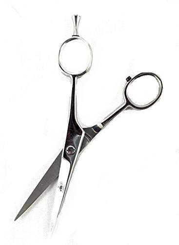 G.B.S 5.75" Chrome Professional Men's Trimming, Cutting and Styling Beard Scissors, Stainless Steel Scissors for Beard, Mustache, Eyebrow, Nose Hair