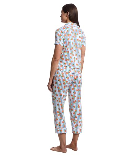 Image of kate spade new york Women's, Short Sleeve Cropped PJ Set, Tossed Oranges, X-Large