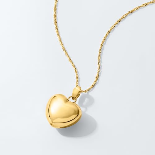 Ross-Simons Italian 18kt Gold Over Sterling Puffed Heart Pendant Necklace4