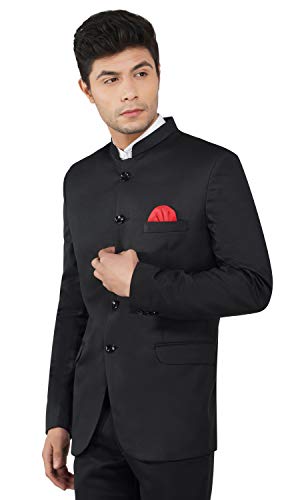 Image of TAHVO Men's Blazer Slim Fit Single Breasted Black Solid Formal Blazer for Men & Boys