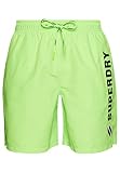Superdry Mens Code APPLQUE 19INCH W2-Swim Shorts, Neon Green, Large
